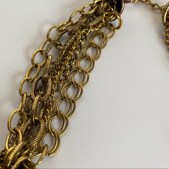 NEW Gold Chains & Sparkly Large Statement Necklace - Picture 4 of 12